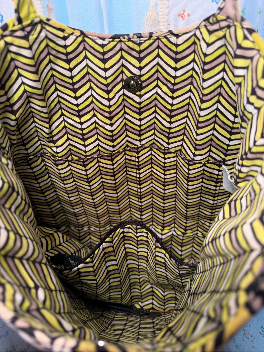 Vera Bradley Floral Quilted Tote Bag in Lime & Black